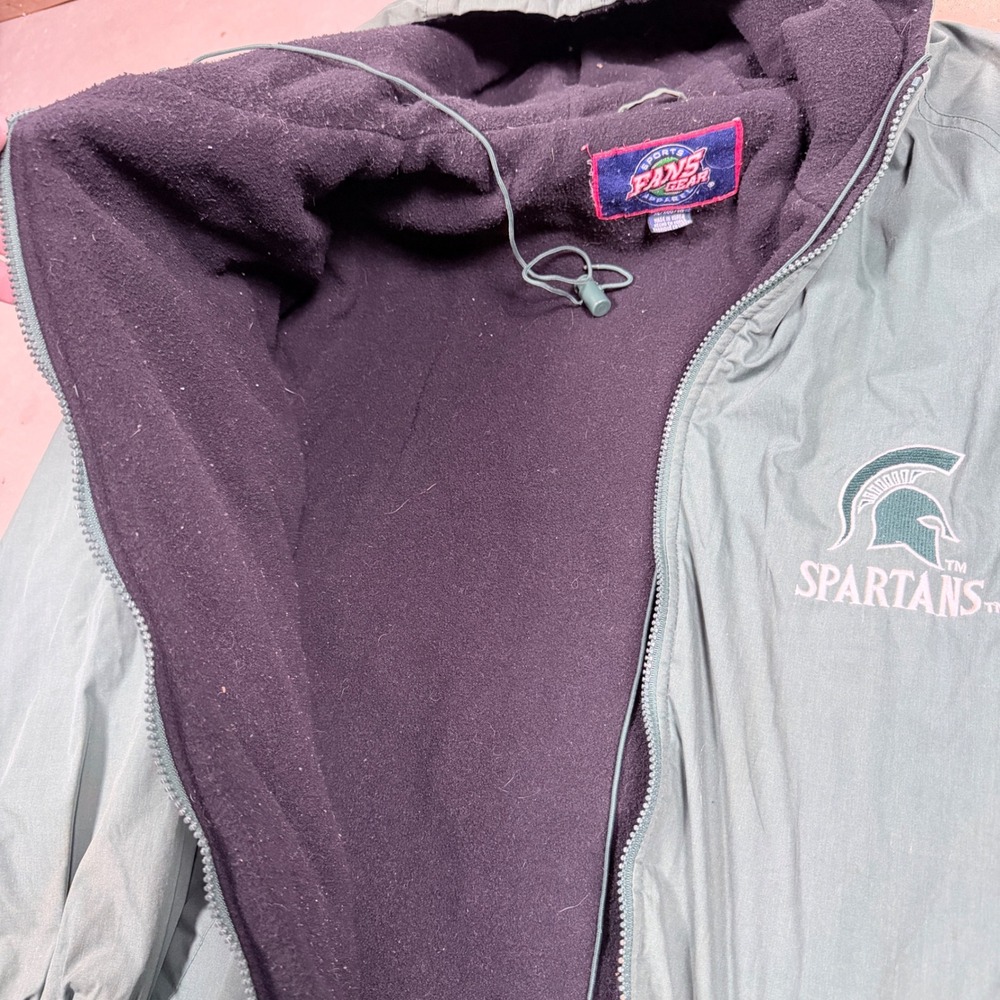 Michigan State Spartans Mens XL Full Zip Hooded Jacket Green Fans Gear Athletic - Picture 3 of 6
